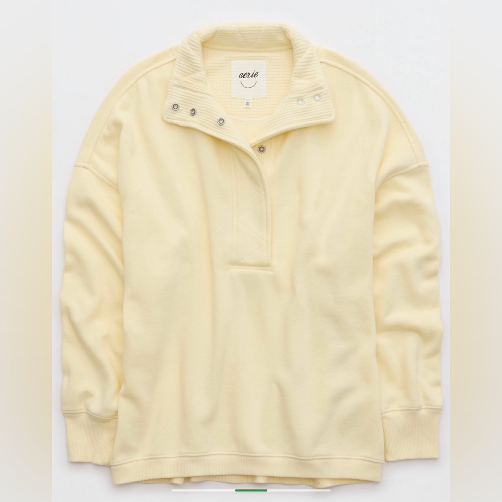 Aerie Women’s Oversized Getaway Quarter Snap Sweatshirt Color Lemon Paper XL
